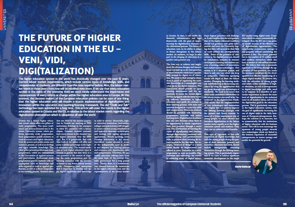 Karlo Kolesar u EDS časopisu BullsEye o digitalizaciji u visokom obrazovanju